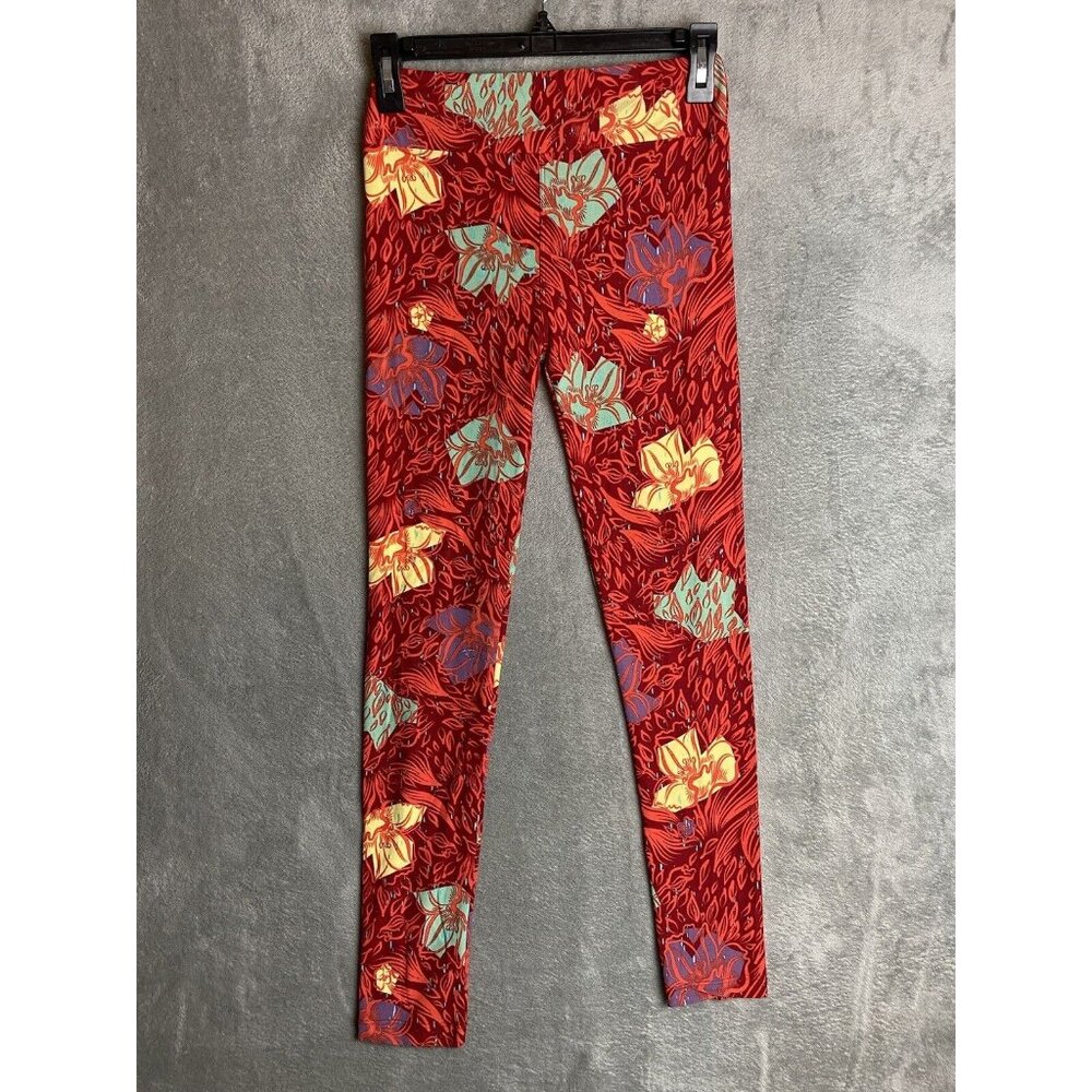 Lularoe Womens One Size Red Floral Leggings